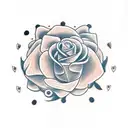 A traditional tattoo design of a rose intertwined with a paw print, symbolizing the love for your dog Kiara Rose tattoo design idea