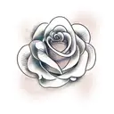 A traditional tattoo design of a rose intertwined with a paw print, symbolizing the love for your dog Kiara Rose tattoo design idea