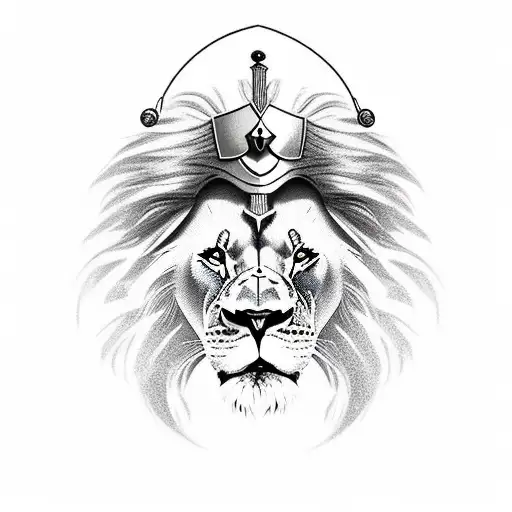 lion with viking helmet  tattoo design idea