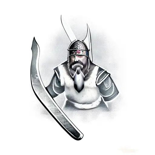 viking warrior with hatchet in hand  tattoo design idea