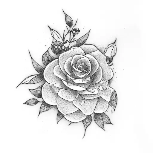 peach with flowers tattoo design idea
