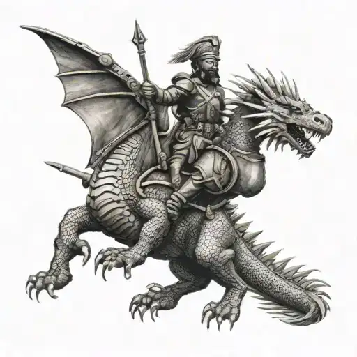 Zulu Soldier riding a dragon tattoo design idea