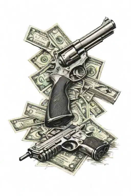 dirty money and guns and drugs  tattoo design idea