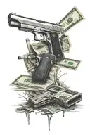 dirty money and guns and drugs  tattoo design idea