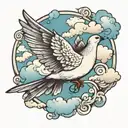 dove with clouds tattoo design idea