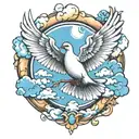 dove with clouds tattoo design idea