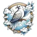 dove with clouds tattoo design idea