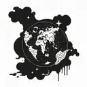 A Flat Earth map motif symbolizing love tattoo design idea