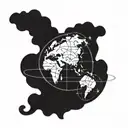 A Flat Earth map motif symbolizing love tattoo design idea