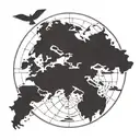 A Flat Earth map motif with black crows  tattoo design idea