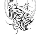 A minimalist tattoo of the 'LOST' characters' names written in a typewriter font with tropical leaves surrounding them tattoo design idea