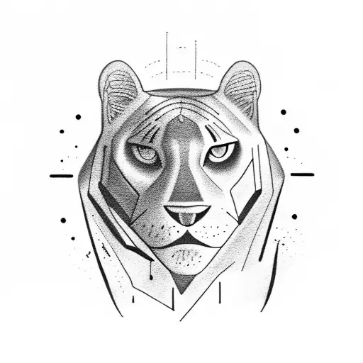 Nature scene with a panther prowling through a carpenter's workshop tattoo design idea