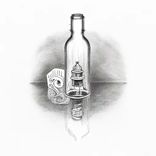 MESSAGE IN A BOTTLE tattoo design idea