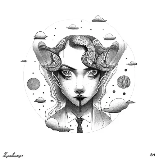 head in clouds  tattoo design idea