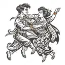 people dancing tattoo design idea