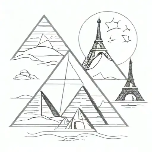 the 3 pyramids of Gizeh with the Eiffel towers.  tattoo design idea