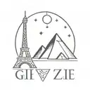the 3 pyramids of Gizeh with the Eiffel tower simbolizing the love between a french and Egyptian couple  tattoo design idea