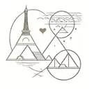 the 3 pyramids of Gizeh with the Eiffel tower simbolizing the love between a french and Egyptian couple  tattoo design idea