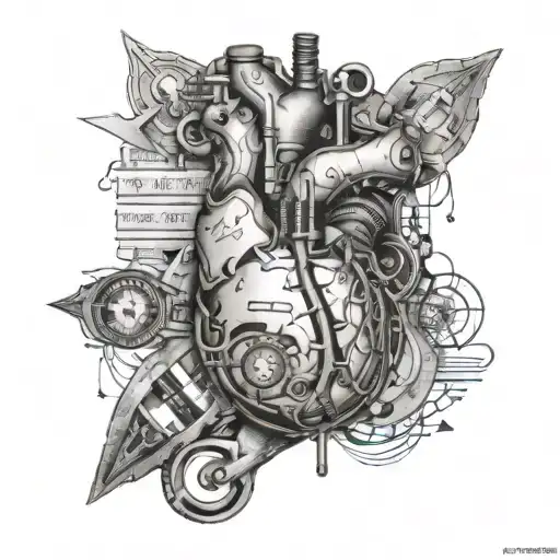 Create a sleeve tattoo featuring various Bruce Springsteen album covers intertwined with medical imagery, such as a heartbeat monitor or a doctor's coat tattoo design idea