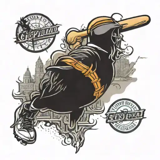 city of Cleveland ohio sports Halloween themed tattoo incorporating tattoo design idea