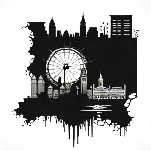 city of Cleveland Ohio skyline spooky   tattoo design idea