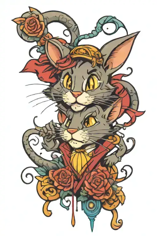 Tom and Jerry and Toodles galore tattoo design idea