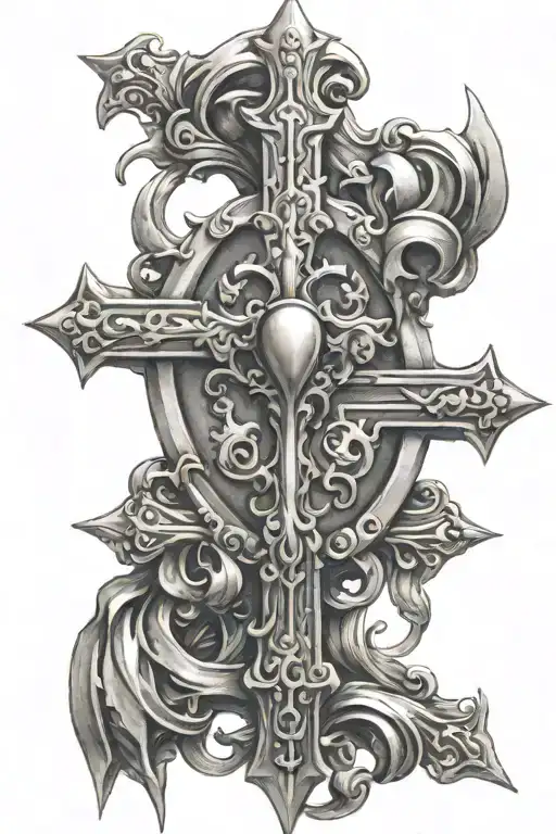 fear god chrome heart cross  tattoo design idea