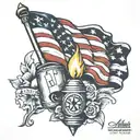 lighter and American flag tattoo design idea