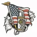 lighter and American flag tattoo design idea