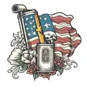 lighter and American flag tattoo design idea