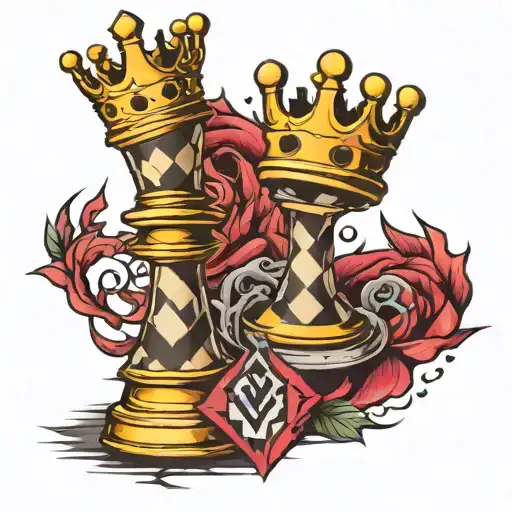 chess queen chess tower  tattoo design idea