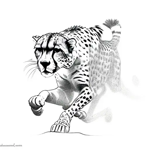 simple outline of a cheetah running from  side view tattoo design idea