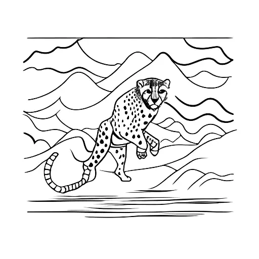 simple outline of a cheetah running from  side view tattoo design idea