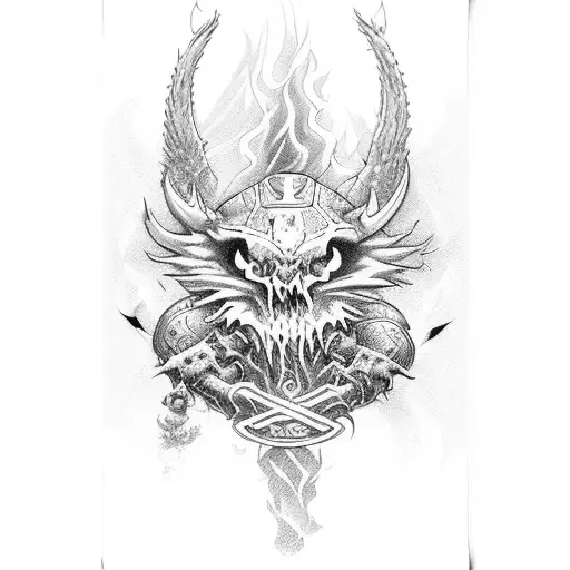 playing cards in flames tattoo design idea