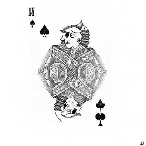 playing cards and flames tattoo design idea