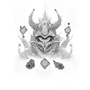 playing cards in flames tattoo design idea