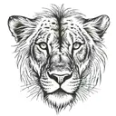 lion head with a scarred eye tattoo design idea