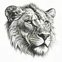 lion head with a scarred eye tattoo design idea