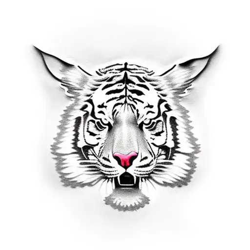 tiger head and human skull tattoo design idea