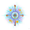 christian cross, angel's wings, sun, flowers, life tattoo design idea