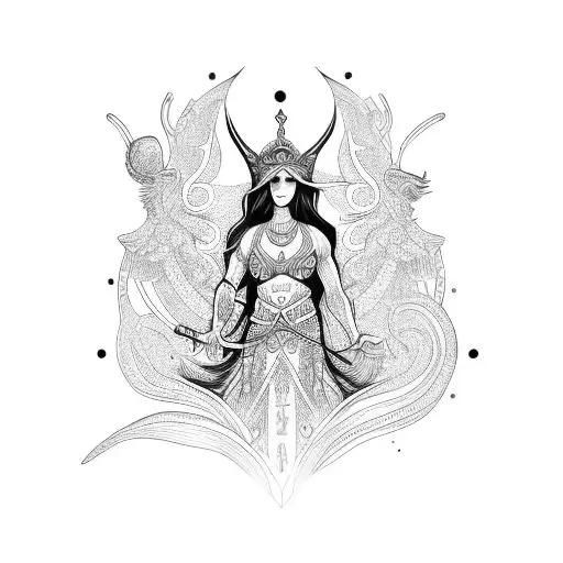 goddess khali stick figure tattoo design idea