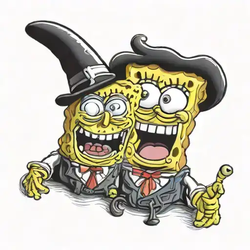SpongeBob and Patrick dressed as classic horror movie characters tattoo design idea