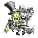 SpongeBob and Patrick dressed as classic horror movie characters tattoo design idea