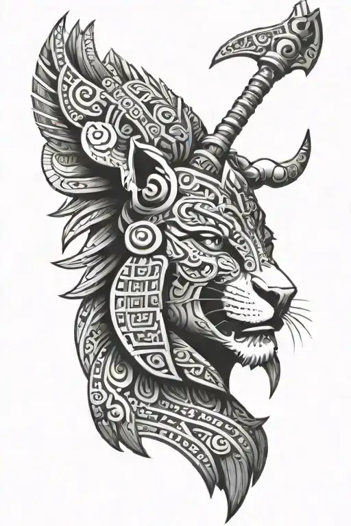 aztec jaguar warrior tattoo design idea