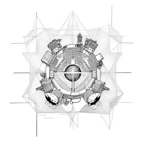 architecture space life death tattoo design idea