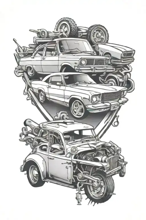Mechanic Tools and car Brands   tattoo design idea