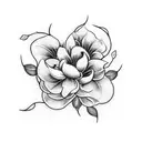 A blackwork tattoo of an airplane propeller intertwined with vines of flowers, including magnolias tattoo design idea