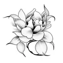 A blackwork tattoo of an airplane propeller intertwined with vines of flowers, including magnolias tattoo design idea