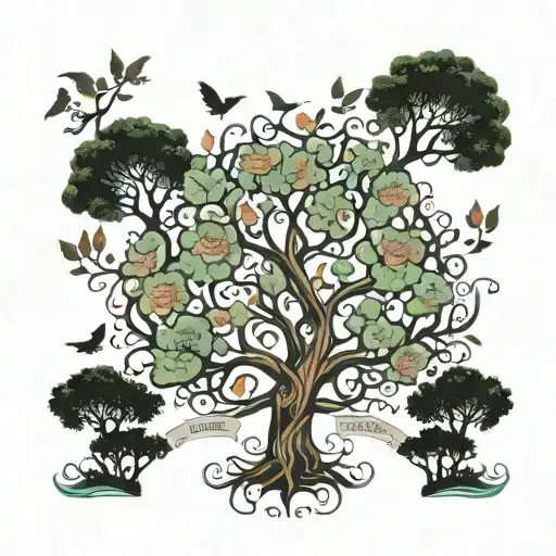 Tree with children names incorporated tattoo design idea