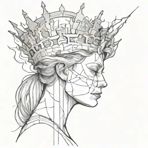 cracked queen chess piece tattoo design idea